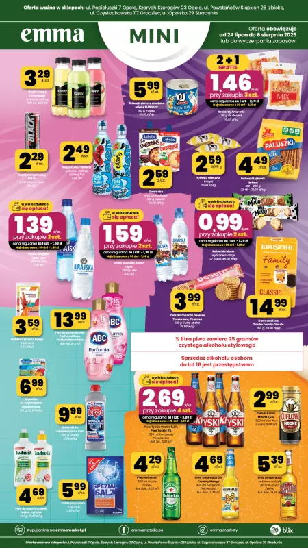 emma MARKET - gazetka promocyjna Plakaty promocyjne - Emma Mini od czwartku 24.07 do środy 06.08