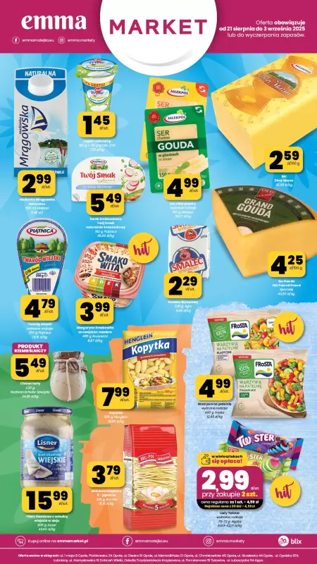 emma MARKET - gazetka promocyjna Plakaty promocyjne od czwartku 21.08 do środy 03.09