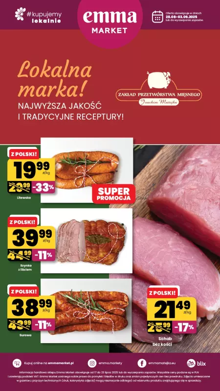 emma MARKET - gazetka promocyjna Plakat promocyjny od czwartku 28.08 do środy 03.09