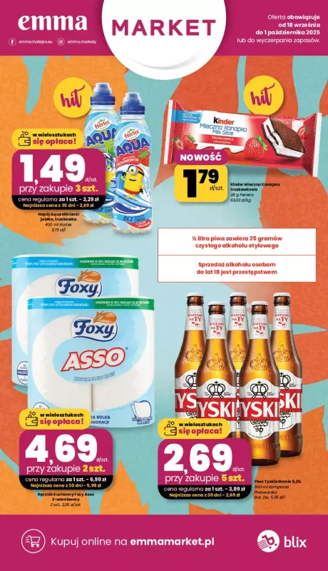 emma MARKET - gazetka promocyjna Gazetka od czwartku 18.09 do środy 01.10