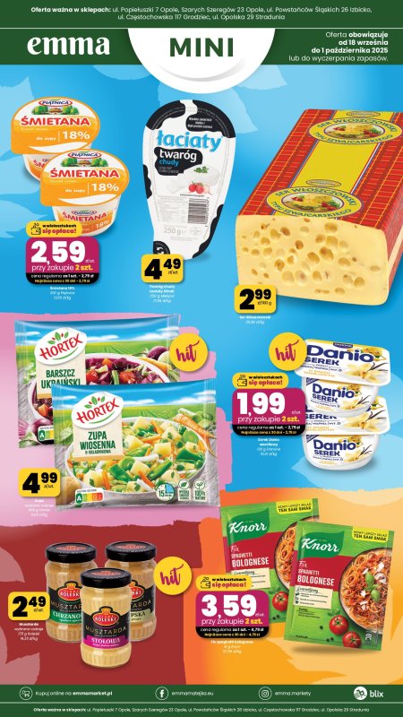 emma MARKET - gazetka promocyjna Plakaty promocyjne - Emma Mini od czwartku 18.09 do środy 01.10