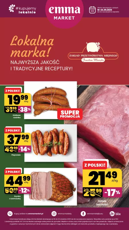 emma MARKET - gazetka promocyjna Plakat promocyjny od czwartku 18.09 do środy 24.09