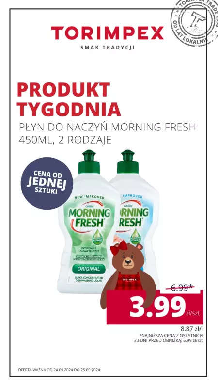 Torimpex Toruńska Sieć Sklepów Spożywczych - gazetka promocyjna Produkt tygodnia  do środy 25.09