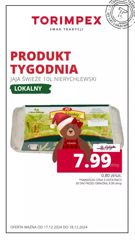 Torimpex Toruńska Sieć Sklepów Spożywczych - gazetka promocyjna Produkt tygodnia  do środy 18.12