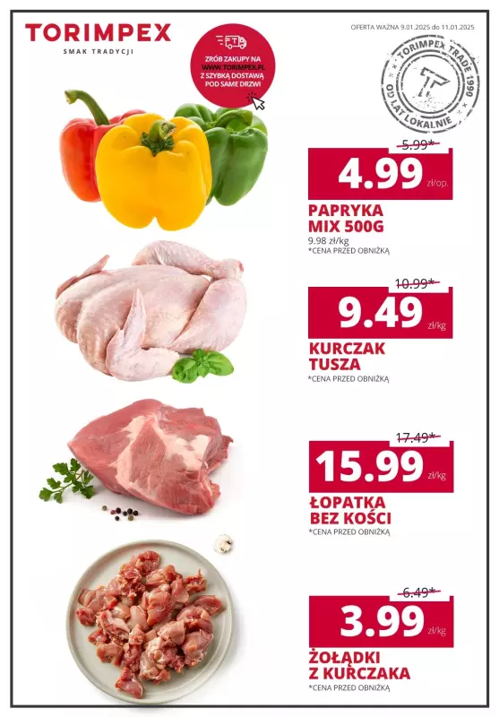 Torimpex Toruńska Sieć Sklepów Spożywczych - gazetka promocyjna Oferta weekendowa od czwartku 09.01 do soboty 11.01