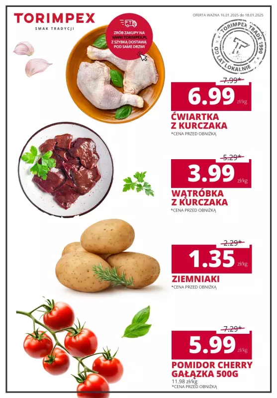 Torimpex Toruńska Sieć Sklepów Spożywczych - gazetka promocyjna Oferta weekendowa  do soboty 18.01