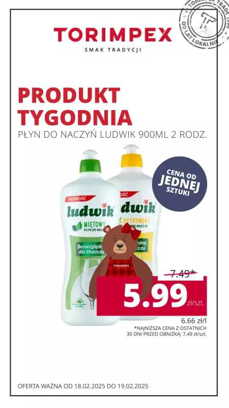 Torimpex Toruńska Sieć Sklepów Spożywczych - gazetka promocyjna Produkt tygodnia  do środy 19.02