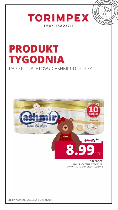 Torimpex Toruńska Sieć Sklepów Spożywczych - gazetka promocyjna Produkt tygodnia  do środy 26.03