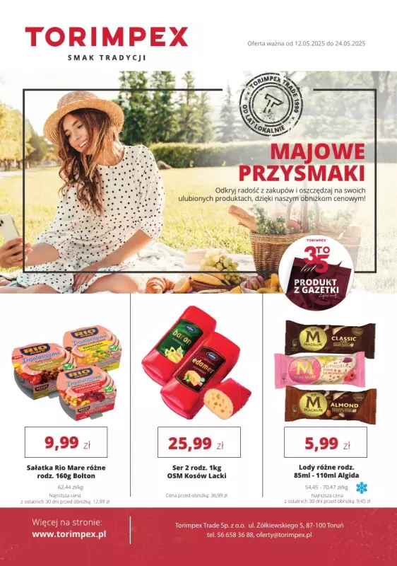 Torimpex Toruńska Sieć Sklepów Spożywczych - gazetka promocyjna Gazetka od poniedziałku 12.05 do soboty 24.05