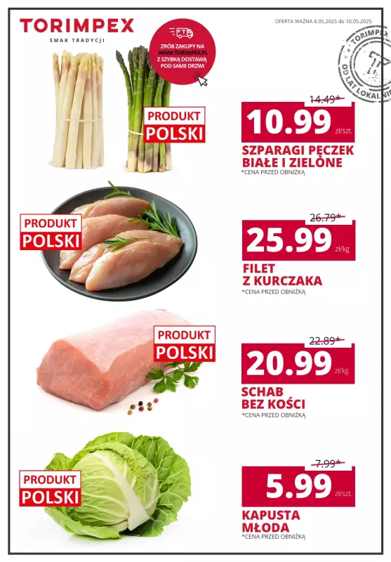 Torimpex Toruńska Sieć Sklepów Spożywczych - gazetka promocyjna Długi Weekend Niskich Cen  do soboty 10.05