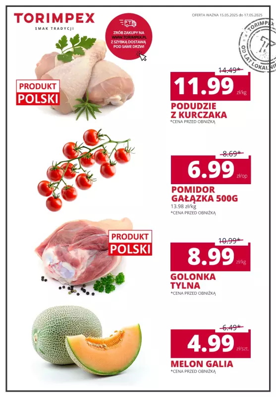 Torimpex Toruńska Sieć Sklepów Spożywczych - gazetka promocyjna Długi Weekend Niskich Cen  do soboty 17.05