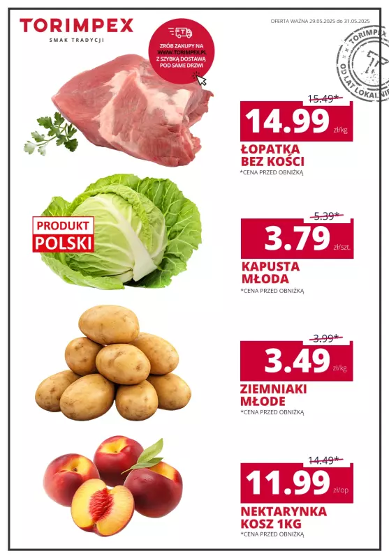 Torimpex Toruńska Sieć Sklepów Spożywczych - gazetka promocyjna Długi Weekend Niskich Cen  do soboty 31.05