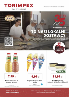 Torimpex Toruńska Sieć Sklepów Spożywczych - gazetka promocyjna Gazetka  do soboty 16.08