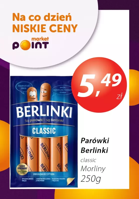 Market Point - gazetka promocyjna Stale niska cena na parówki Berlinki od wtorku 02.07 do środy 31.07