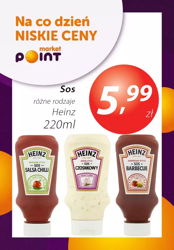 Market Point - gazetka promocyjna Promocja sosy i ketchup Heinz od poniedziałku 19.08 do poniedziałku 30.09