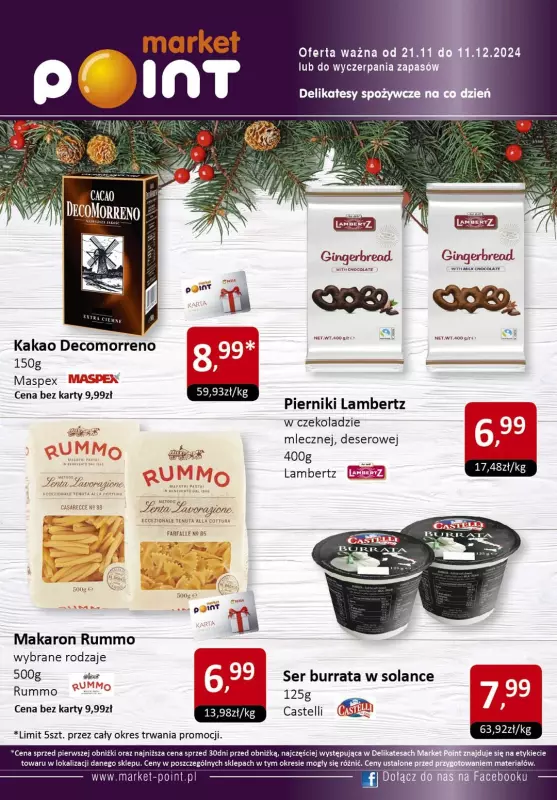 Market Point - gazetka promocyjna Gazetka od czwartku 21.11 do środy 11.12