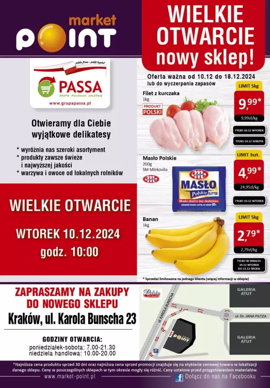 Market Point - gazetka promocyjna Wielkie Otwarcie Kraków ul. Bunscha 23 od wtorku 10.12 do środy 18.12