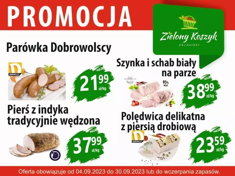 Zielony Koszyk - gazetka promocyjna Gazetka od poniedziałku 23.09 do poniedziałku 30.09