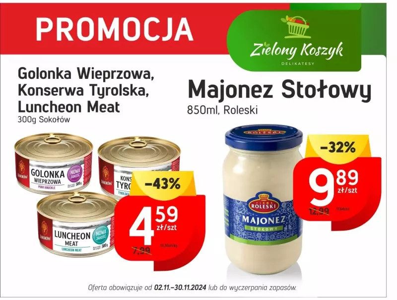 Zielony Koszyk - gazetka promocyjna Promocje od czwartku 14.11 do soboty 30.11