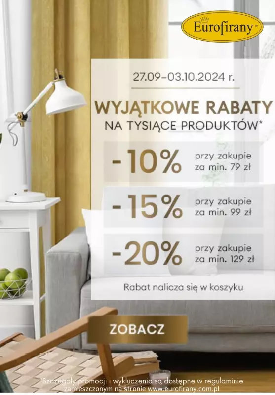 Eurofirany - gazetka promocyjna Do -20% na tysiące produktów! od piątku 27.09 do czwartku 03.10