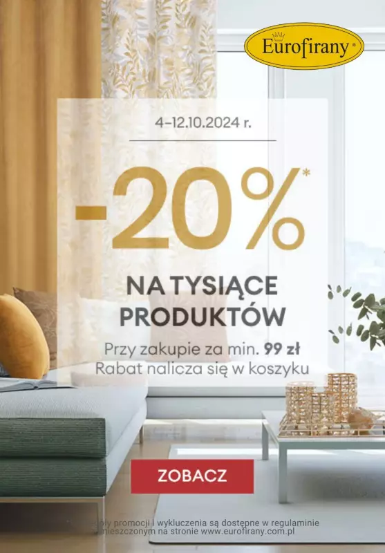 Eurofirany - gazetka promocyjna -20% na tysiące produktów od piątku 04.10 do soboty 12.10