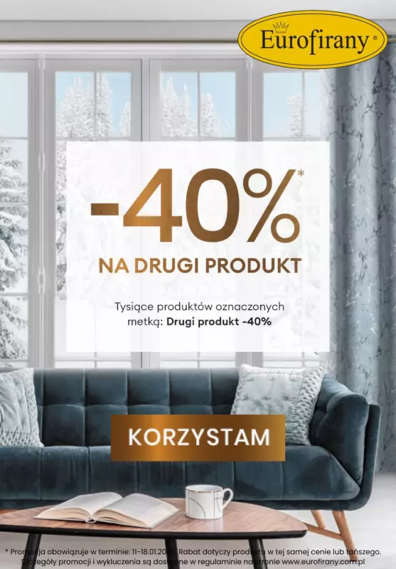 Eurofirany - gazetka promocyjna -40% na drugi produkt na tysiące produktów od poniedziałku 13.01 do soboty 18.01