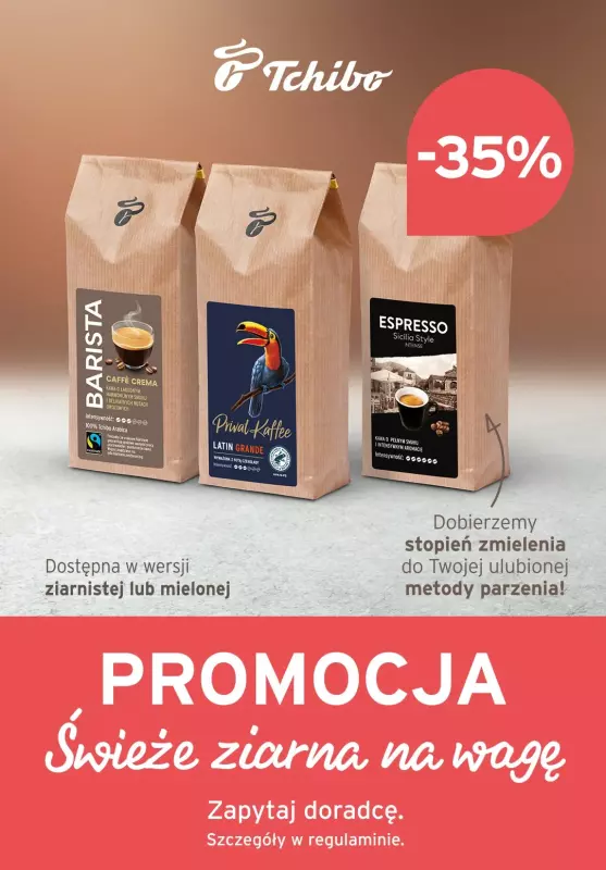 Tchibo - gazetka promocyjna Świeże ziarna kawy na wagę -35% w Tchibo! od wtorku 12.03 do poniedziałku 18.03