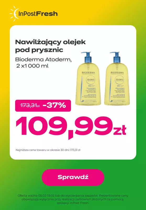 InPost Fresh - zakupy online - gazetka promocyjna Nawilżający olejek pod prysznic od piątku 09.02 do poniedziałku 19.02