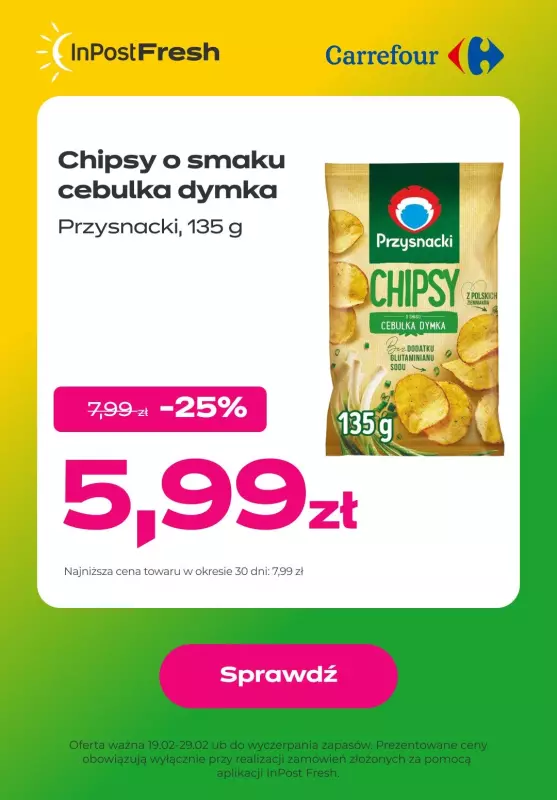 InPost Fresh - zakupy online - gazetka promocyjna Chipsy o smaku cebulka dymka od środy 21.02 do czwartku 29.02