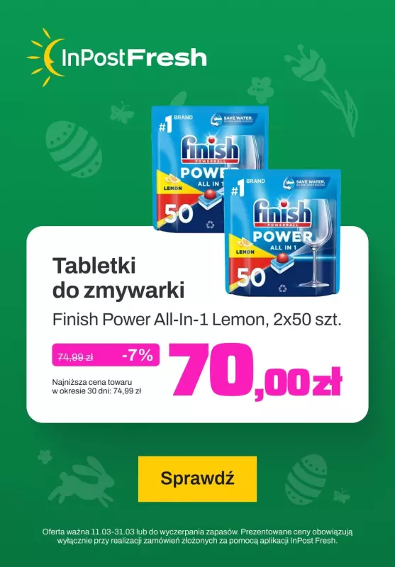 InPost Fresh - zakupy online - gazetka promocyjna 100 sztuk tabletek do zmywarki od piątku 15.03 do niedzieli 31.03