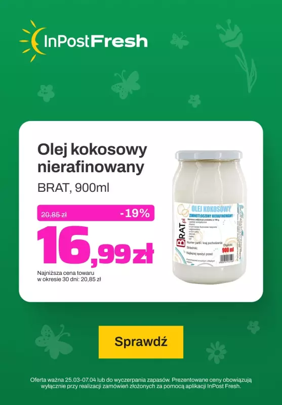 InPost Fresh - zakupy online - gazetka promocyjna Olej kokosowy od środy 27.03 do niedzieli 07.04
