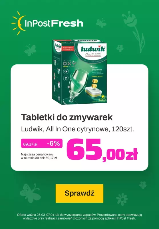 InPost Fresh - zakupy online - gazetka promocyjna Tabletki do zmywarki Ludwik od środy 27.03 do niedzieli 07.04