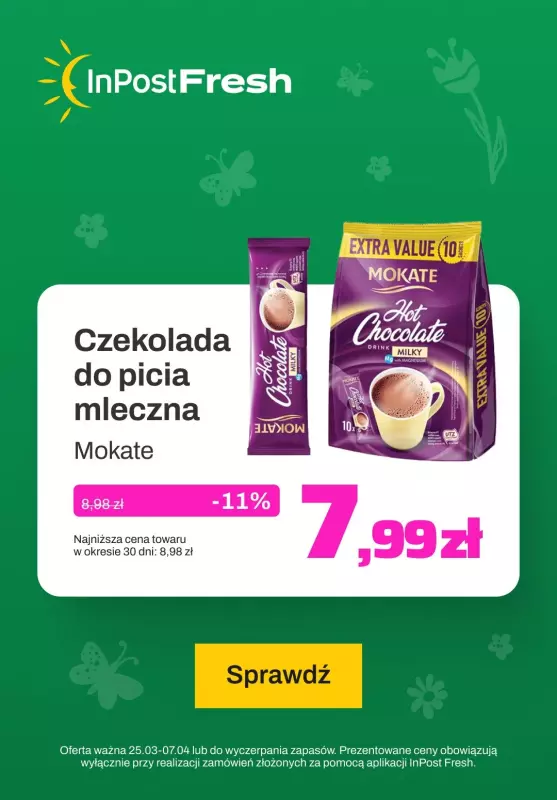 InPost Fresh - zakupy online - gazetka promocyjna Czekolada do picia mleczna od środy 27.03 do niedzieli 07.04