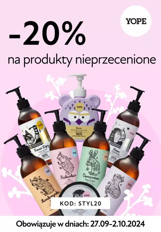 2024 STYLOWE ZAKUPY - gazetka promocyjna Yope | -20% na produkty nieprzecenione od piątku 27.09 do środy 02.10