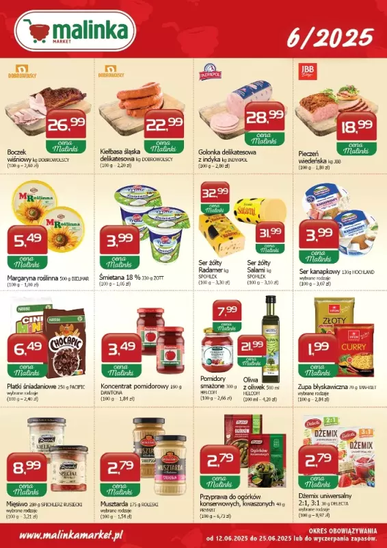 MALINKA - gazetka promocyjna Gazetka od czwartku 12.06 do środy 25.06