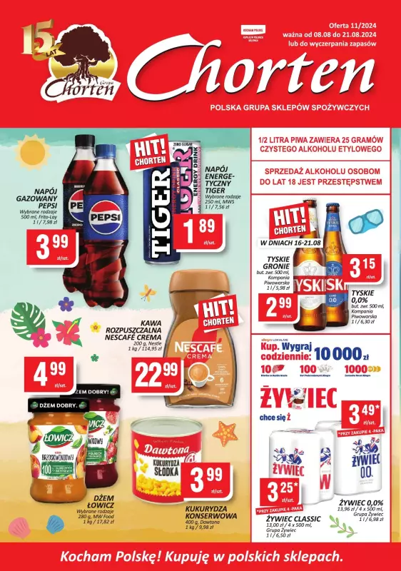 Chorten - gazetka promocyjna Gazetka Małopolska, Śląsk, Podkarpacie, Opolskie Minimarket od czwartku 08.08 do środy 21.08