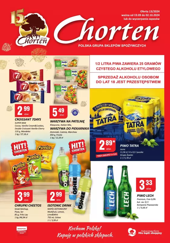 Chorten - gazetka promocyjna Gazetka Dolny Śląsk, Wielkopolska, Zach.pomorskie, Lubuskie minimarket od czwartku 19.09 do środy 02.10