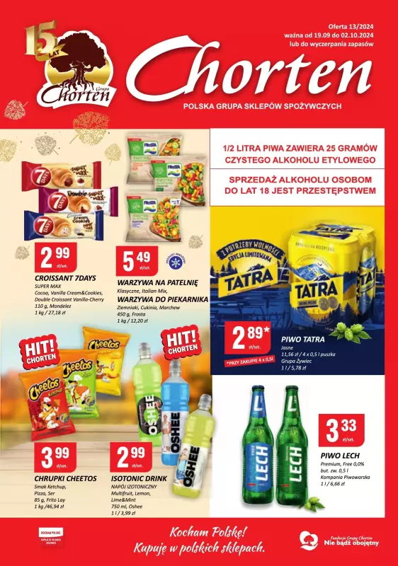 Chorten - gazetka promocyjna Gazetka Radom minimarket od czwartku 19.09 do środy 02.10