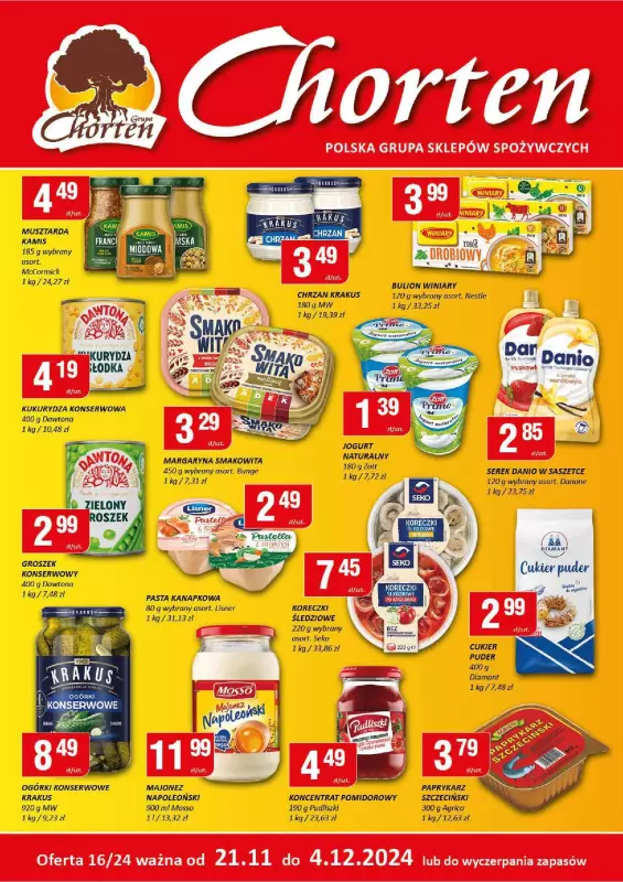 Chorten - gazetka promocyjna Gazetka Mazowsze minimarket od czwartku 21.11 do środy 04.12