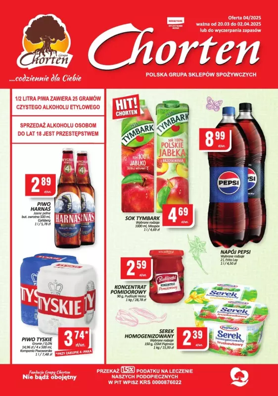 Chorten - gazetka promocyjna Gazetka Małopolska, Śląsk, Podkarpacie, Opolskie Minimarket od czwartku 20.03 do środy 02.04