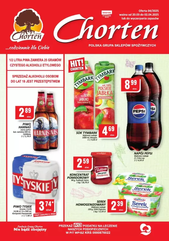 Chorten - gazetka promocyjna Gazetka Małopolska, Śląsk, Podkarpacie, Opolskie Market od czwartku 20.03 do środy 02.04