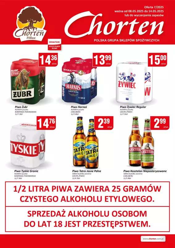 Chorten - gazetka promocyjna Plakat piwny Warmia, Mazury, Kujawsko-Pomorskie od czwartku 08.05 do środy 14.05
