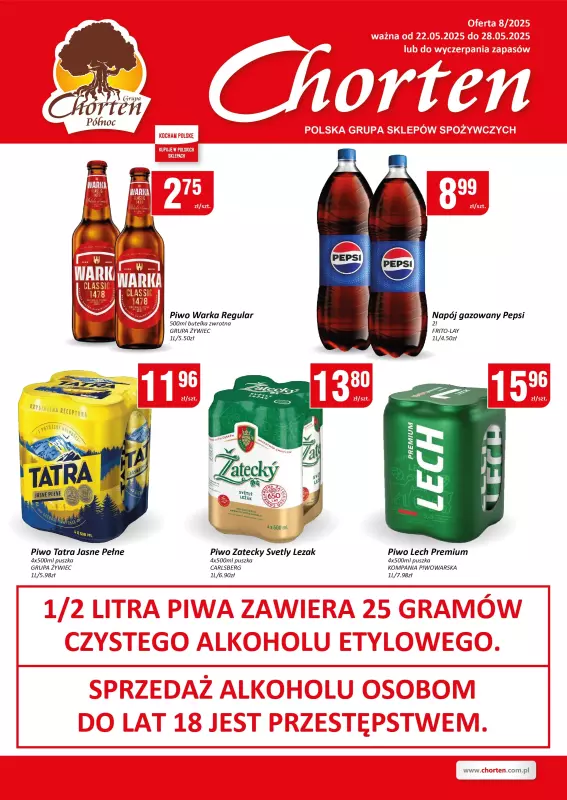 Chorten - gazetka promocyjna Plakat piwny Warmia, Mazury, Kujawsko-Pomorskie od czwartku 22.05 do środy 28.05
