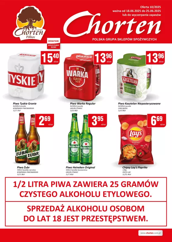 Chorten - gazetka promocyjna Plakat piwny Warmia, Mazury, Kujawsko-Pomorskie od środy 18.06 do środy 25.06