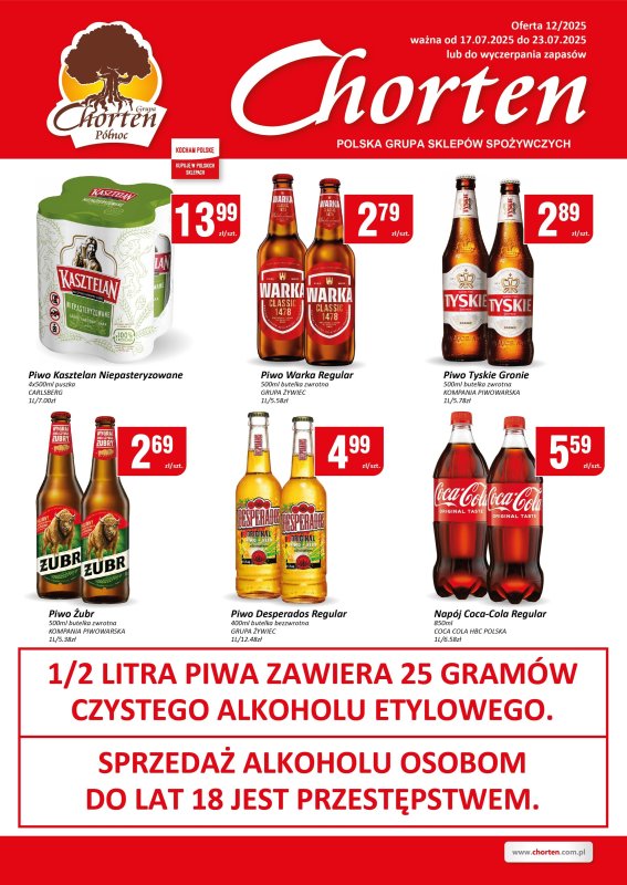 Chorten - gazetka promocyjna Plakat piwny Warmia, Mazury, Kujawsko-Pomorskie od czwartku 17.07 do środy 23.07