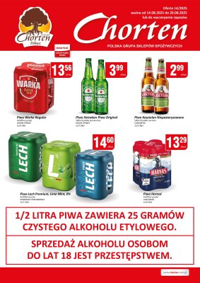 Chorten - gazetka promocyjna Plakat piwny Warmia, Mazury, Kujawsko-Pomorskie od czwartku 14.08 do środy 20.08
