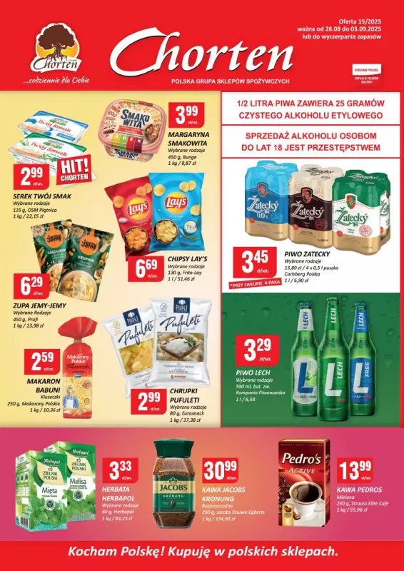 Chorten - gazetka promocyjna Gazetka Małopolska, Śląsk, Podkarpacie, Opolskie Market od czwartku 28.08 do środy 03.09
