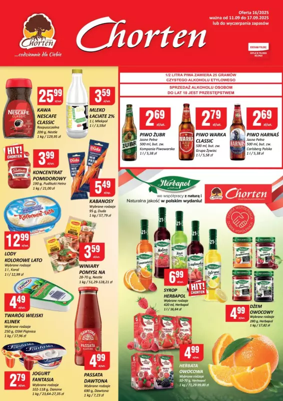 Chorten - gazetka promocyjna Gazetka Małopolska, Śląsk, Podkarpacie, Opolskie Minimarket od czwartku 11.09 do środy 17.09