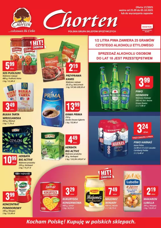 Chorten - gazetka promocyjna Gazetka Małopolska, Śląsk, Podkarpacie, Opolskie Market od czwartku 25.09 do niedzieli 05.10