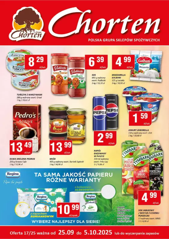 Chorten - gazetka promocyjna Gazetka Mazowsze Minimarket od czwartku 25.09 do niedzieli 05.10